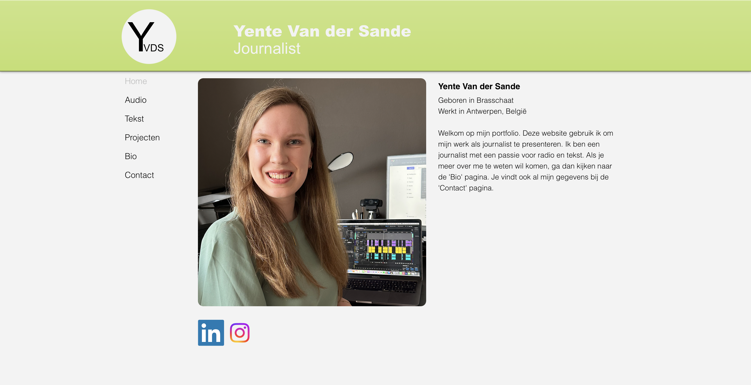 Screenshot portfolio Yente Van der Sande