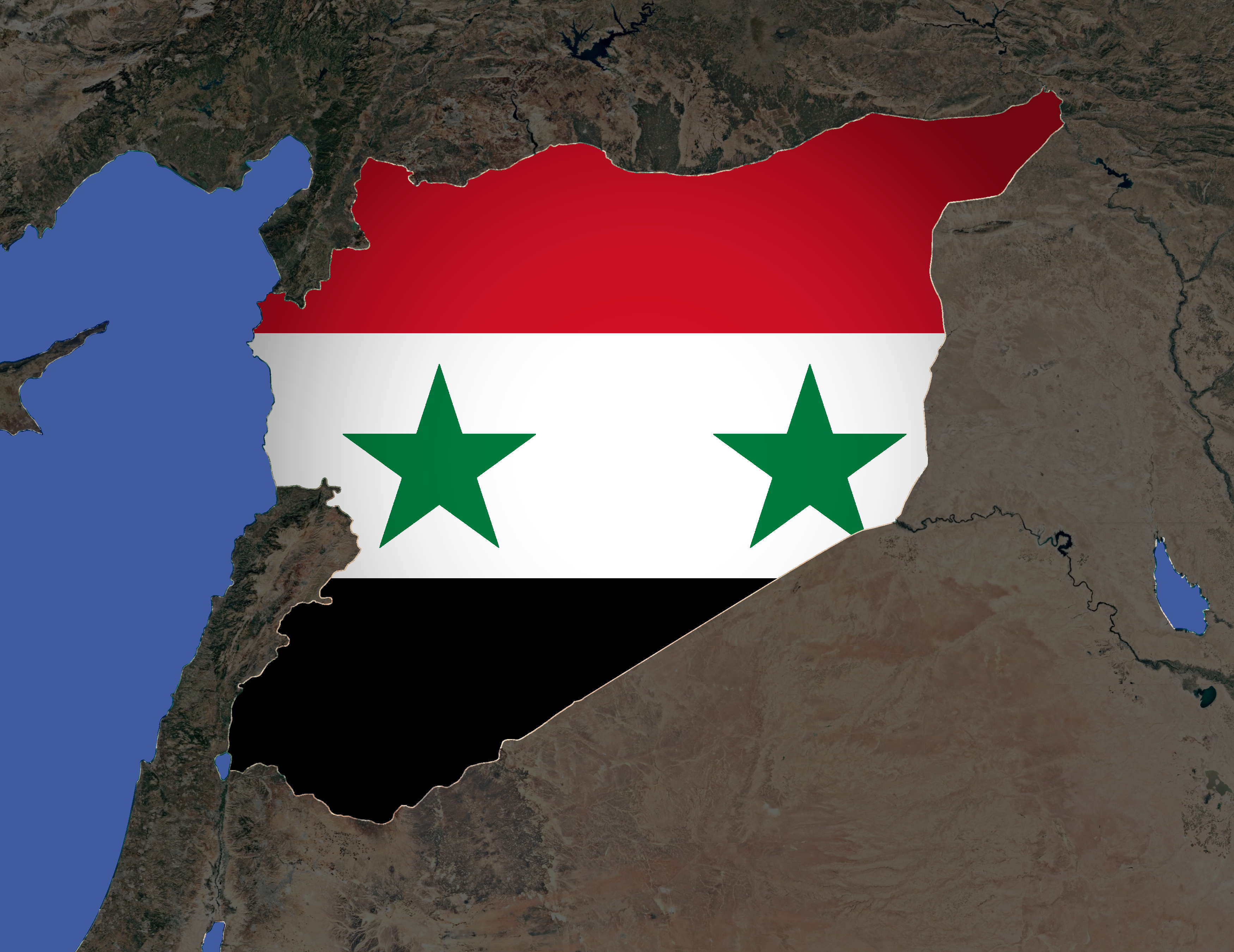 Kaart van Syrië met vlag