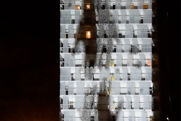 Lichtspektakel op Parktoren in Antwerpen-Noord