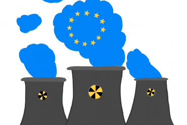 Nuclear power plants with European flag