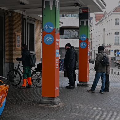 Wachtrij bij de Antwerpse voetgangerstunnel