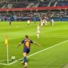 actie shot voetbalmatch OHL Women - FC Barcelona
